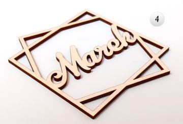 Деревянные свадебные открытки на свадьбу Имена, узоры.