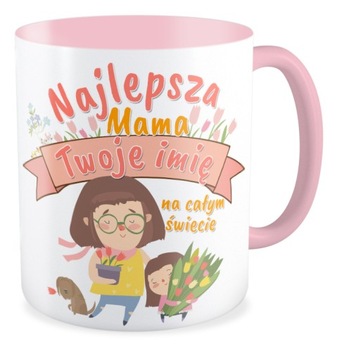 Kubek różowy NAJLEPSZA MAMA Twoje imię