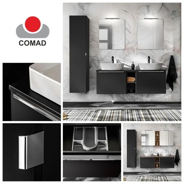 Meble do Łazienki 120cm Komplet Łazienkowy Loft Czarny Nowoczesny Mat SANTA