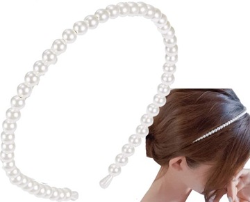 Opaska z małymi perełkami koraliki perły drobne perłowa elegancka ślubna