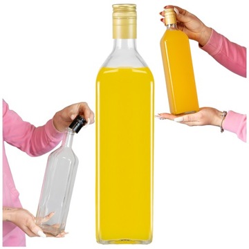 Butelka szklana MARASCA BEZBARWNA 1l na oliwę nalewki ocet syrop sok 1000ml