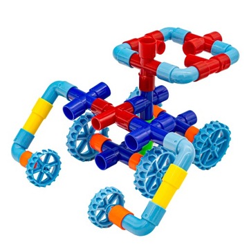 DUŻE KLOCKI Słomki Konstrukcyjne dla DZIECI Kolorowy Rurociąg Rurki 340 El.