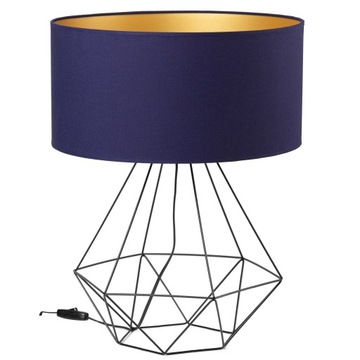 Lampa biurkowa stołowa NOCNA LOFT maxi ABAŻUR granatowy złoty