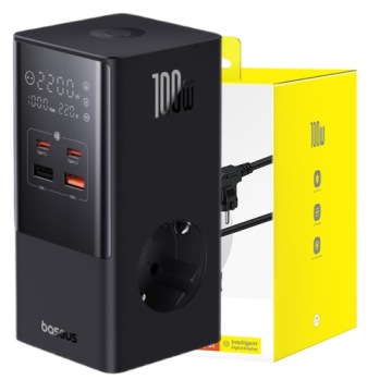 Baseus Zásuvková Lišta S Usb-c 100W Gan 6V1 Rychlé Nabíjení Pd Qc