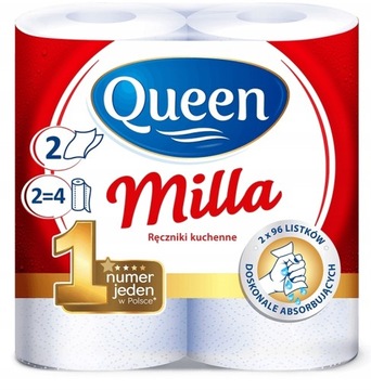Ręcznik papierowy celuloza Queen biały 2=4 ROLKI