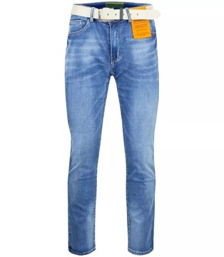 Klasyczne spodnie męskie jeansy z paskiem 36
