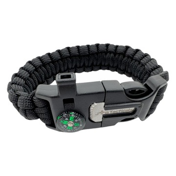 BRANSOLETKA OPASKA SURVIVALOWA PARACORD KRZESIWO KOMPAS GWIZDEK NÓŻ 37-BLK