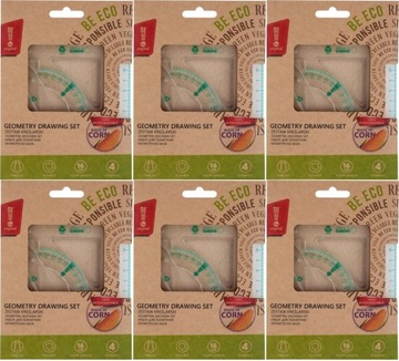 Zestaw kreślarski z linijką 16cm 4 elementy x6