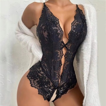 СЕКСУАЛЬНОЕ ЧУВСТВЕННОЕ ОТКРЫТОЕ ЧЕРНОЕ КРУЖЕВНОЕ БОДИ 2XL / 3XL СВАЧНАЯ НОЧЬ