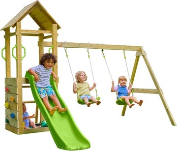 ИГРОВАЯ ПЛОЩАДКА ДЕРЕВЯННЫЙ ДОМ ГОРКА 2 КАЧЕЛИ Песочница БАШНЯ СТЕНА