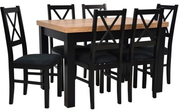 6 krzeseł KRZYŻAK Rozkładany drewniany STÓŁ CRAFT