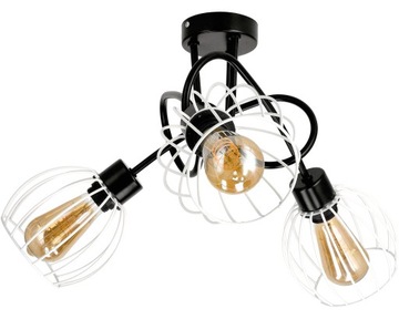 Lampa LOFT Zawijana Sufitowa 3XE27 KULA BIAŁA