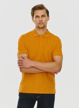 Gładki t-shirt polo męski w pomarańczowym kolorze Pako Lorente r. M