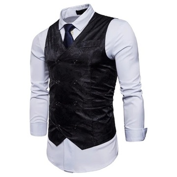 Mens Extra Silk Vest Party Wedding Paisley Solid