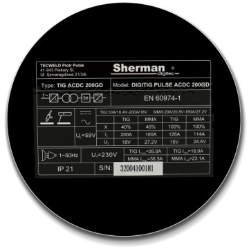 SHERMAN DIGITIG PULS 200GD AC DC 200A ВЧ СВАРОЧНЫЙ АППАРАТ
