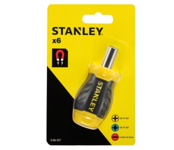 Многобитная отвертка Stanley, короткая + 6 бит 66-357