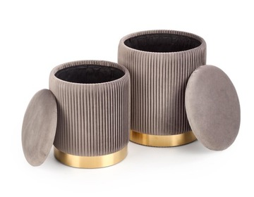 НАБОР ИЗ 2 ПУФОВ СЕРОЙ ТКАНИ MONTY HALMAR