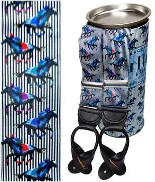 ПОДДЕРЖКИ ПУГОВИЦ, ШЕЛКОВЫЕ СИНИЕ ПОЛОСКИ, МОТИВ ДЕРБИ