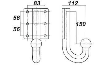 Hak holowniczy końcówka kula 3500 83x56 M12 3,5t