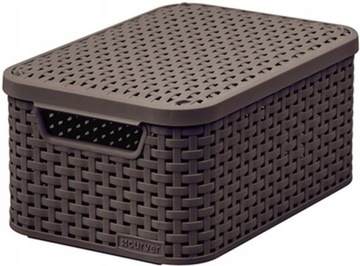 Curver Rattan Brązowy S Koszyk Kosz z Pokrywką 24h
