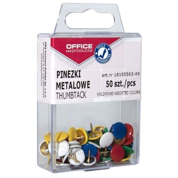 PINEZKI KOLOROWE OFFICE PRODUCTS, W PUDEŁKU, 50SZT