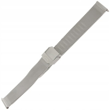 BISSET BM101 - Srebrna Mat - 16mm - Siatka - Stalowa bransoleta do zegarka