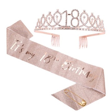 Обруч-корона 18 лет, тиара роза BIRTHDAY + SASH