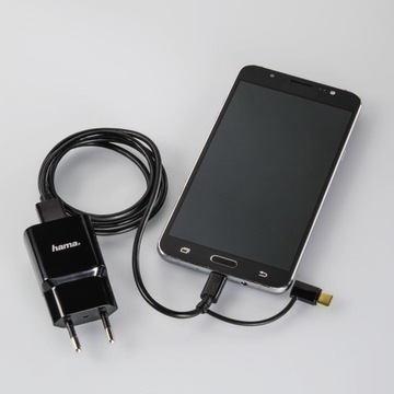 Кабель micro USB 2в1 с адаптером USB Type-C, 1 м, черный /Hama