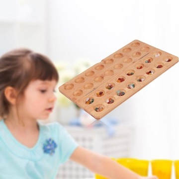 Настольная игра Манкала со складной деревянной доской и галькой из натурального камня