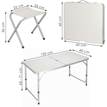 КЕМПИНГОВЫЙ НАБОР складной садовый ТУРИСТИЧЕСКИЙ чемодан СТОЛ + 4 СТУЛА