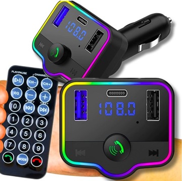 TRANSMITER SAMOCHODOWY BLUETOOTH 5.0 RADIO FM 2 x USB 1 x TYP C PILOT