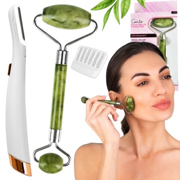 MASAŻER ROLLER DEPILATOR LED DO TWARZY BRWI ZESTAW