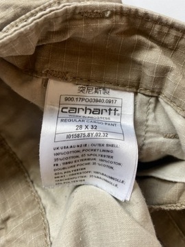 Carhartt WIP CARGO PANT ORYGINALNE BEŻOWE Spodnie Bojówki W28 L32