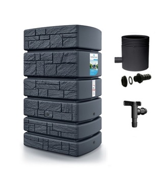 ZBIORNIK NA DESZCZÓWKĘ TOWERSTONE 500L ANTRACYT ŁAPACZ 80-105 AN +KRANIK