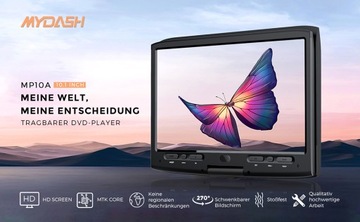 Портативный DVD-диск MYDASH MP10A, 12,5-дюймовый держатель на подголовнике, перезаряжаемый USB SD