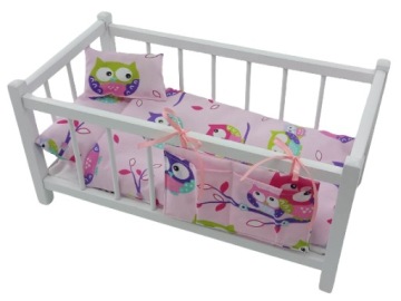 BIAŁE, DREWNIANE ŁÓŻECZKO + Pościel + ORGANIZER