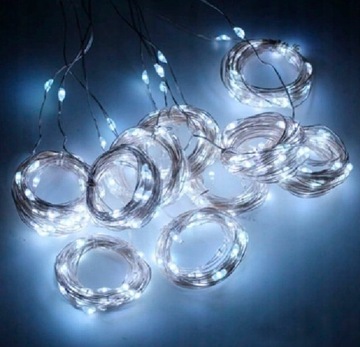 LAMPKI DRUCIKI 100 LED USB + PILOT CHOINKOWE ZIMNY KOLOR