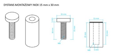 ПОВЕРНУТОЕ Монтажное расстояние 15x30 SATIN INOX 304