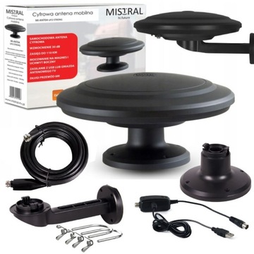 ANTENA MISTRAL TV NAZIEMNA DVBT2 DOOKÓLNA 4K FILTR 5G MAGNES USB UFO STRONG