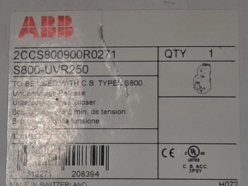 ABB S800-UVR250 Wyzwalacz podnapięciowy 220-250V