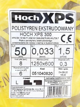 XPS HOCH STYRODUR 5CM 6M2 ЭКСТРУЗИОННЫЙ РЕЗАК 8ШТ.