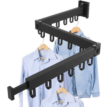 КРЮЧОК ДЛЯ ОДЕЖДЫ НАСТЕННАЯ ВЕШАЛКА, СКЛАДНАЯ, ЧЕРНАЯ, 18 КРЮЧКОВ