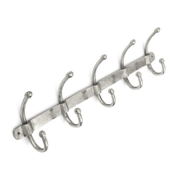 WIESZAK SREBRNY METALOWY 70cm NA ODZIEŻ 5 HAKÓW
