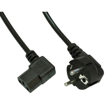 Kabel zasilający Akyga AK-PC-02A CEE 7/7 - IEC C13 kątowy 250V/50Hz 10A 1,5