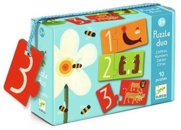 Puzzle DUO Łączenie Liczb i Liter Zestaw Edukacyjny DJECO 20 elementów 3+