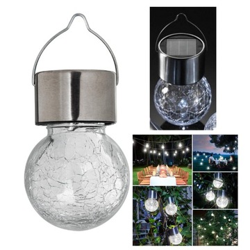 LAMPA ŻARÓWKA LAMPKA SOLARNA LED KULA SZKLANA WISZĄCA
