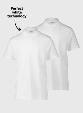 TU bluzka 128 8 lat polo biała bluzek polo rękaw biel 100 % bawełna unisex