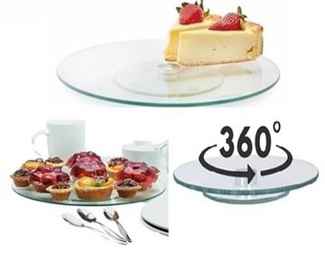 PATERA OBROTOWA SZKLANA TALERZ OBROTOWY NA CIASTO TORT DEKORACJE 30cm