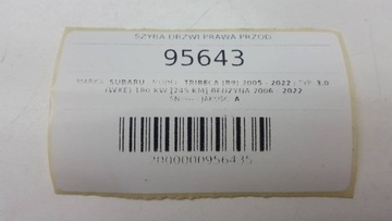 SKLO (OKNO) DVEŘE PRAVÁ PŘEDNÍ SUBARU TRIBECA B9 2007