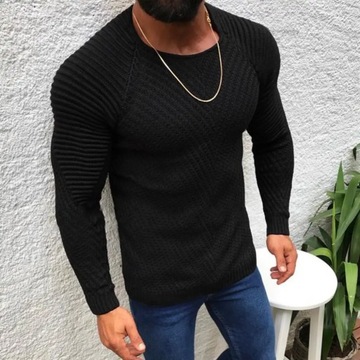 Men's Sweater Solid Color Round Neck Slim Pullover